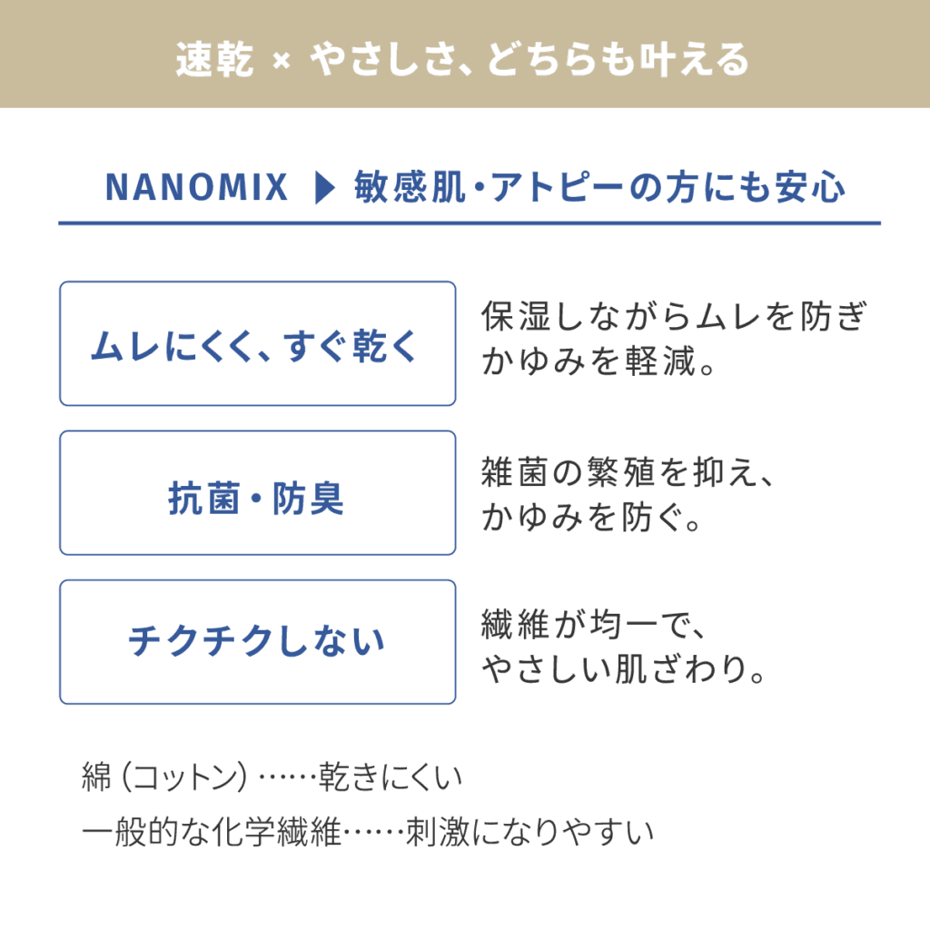 ナノミックスは肌にやさしい
